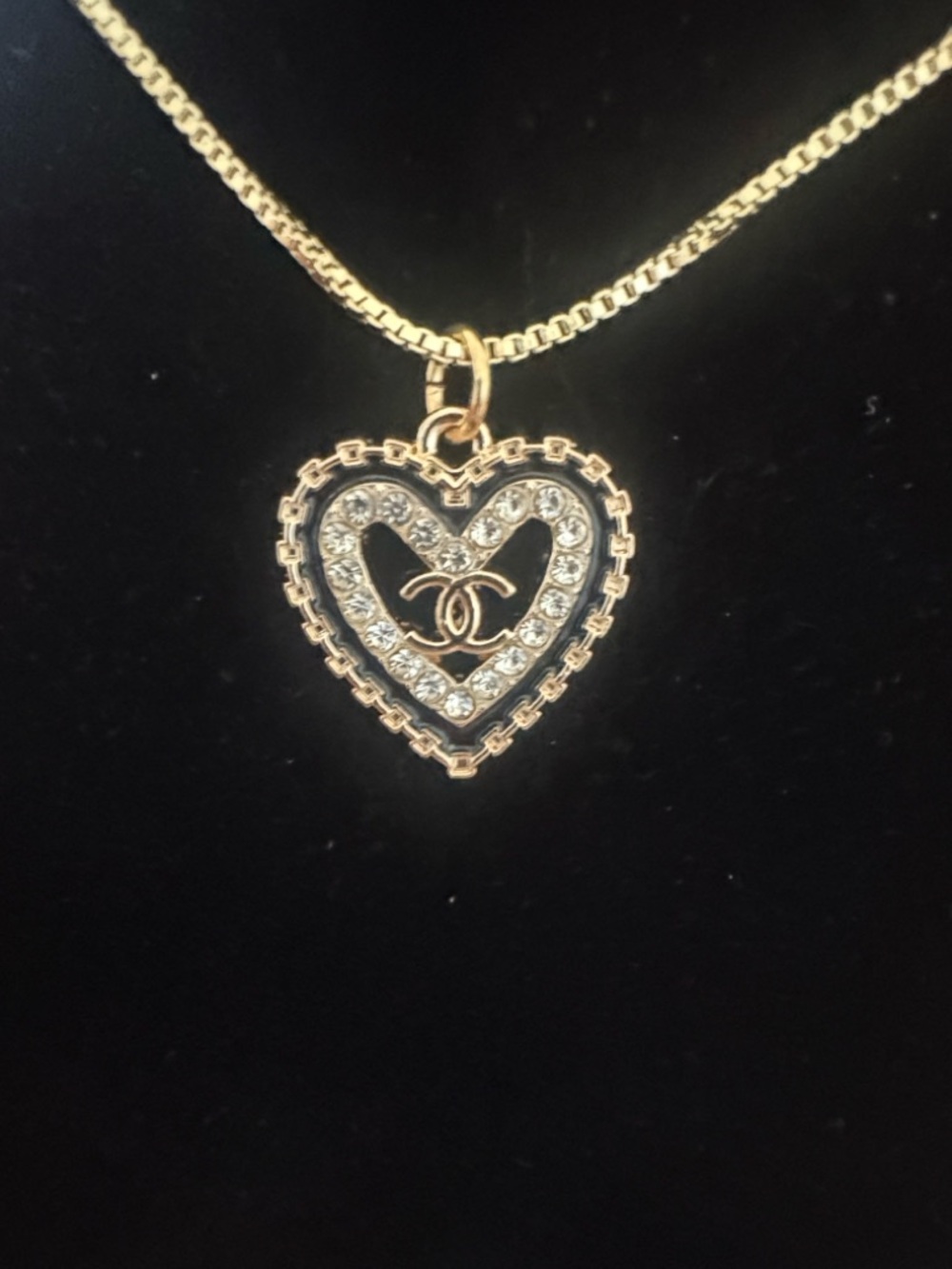 Gold Heart Pendant Necklace with Crystal Accents - Designer Style